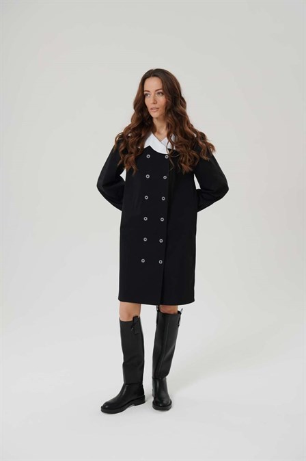 Платье двубортное со съемным воротником - фото 64214