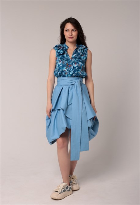 Юбка из хлопка с рюшами - фото 67693