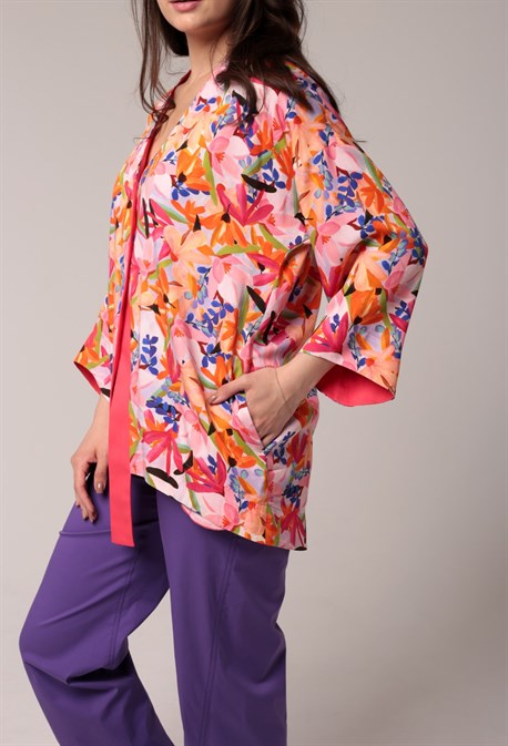 Блуза с цветочным принтом из вискозы - фото 67715