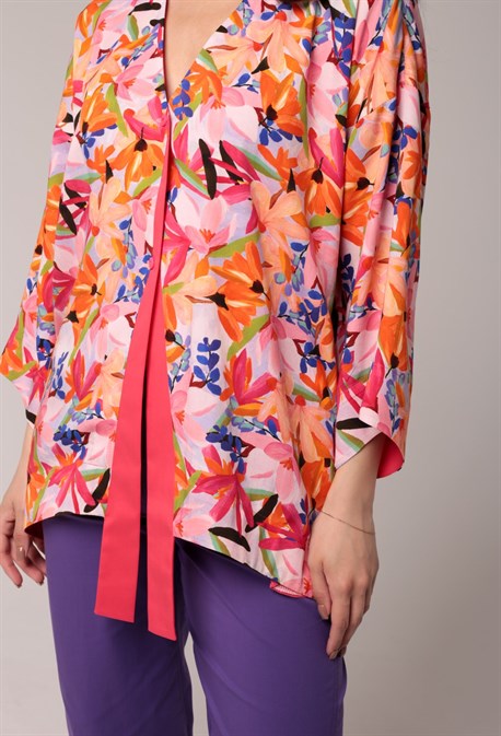 Блуза с цветочным принтом из вискозы - фото 67716