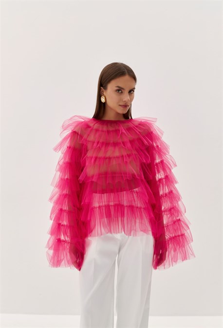 Блуза из фатина с рюшами - фото 70019