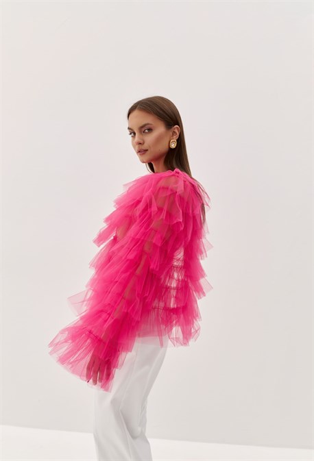 Блуза из фатина с рюшами - фото 70020