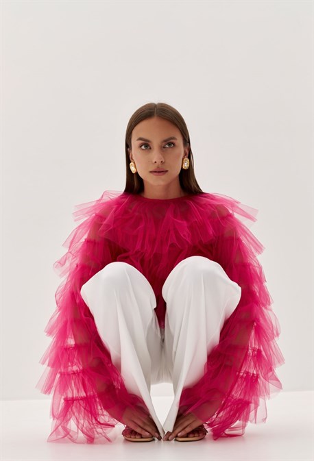 Блуза из фатина с рюшами - фото 70022