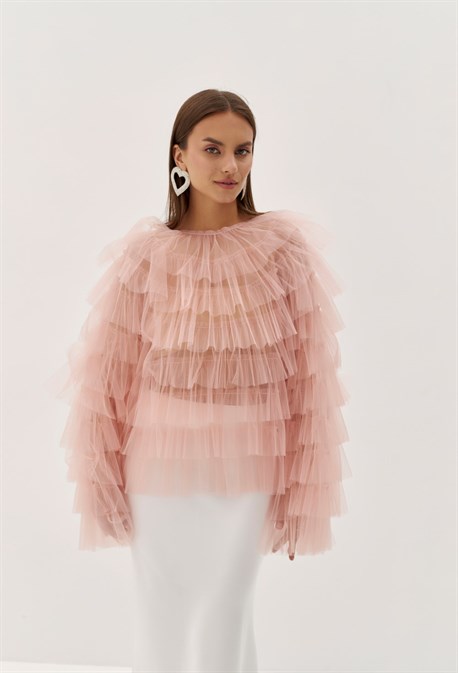 Блуза из фатина с рюшами - фото 70026