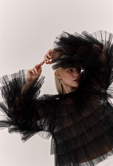 Блуза из фатина с рюшами - фото 70032