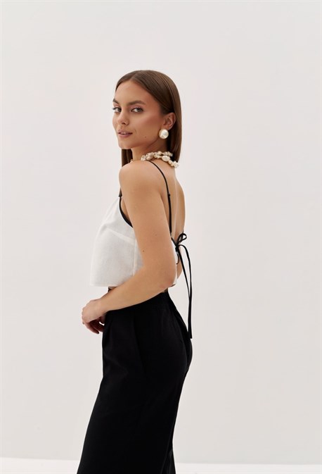 Топ на бретелях изо льна - фото 70192