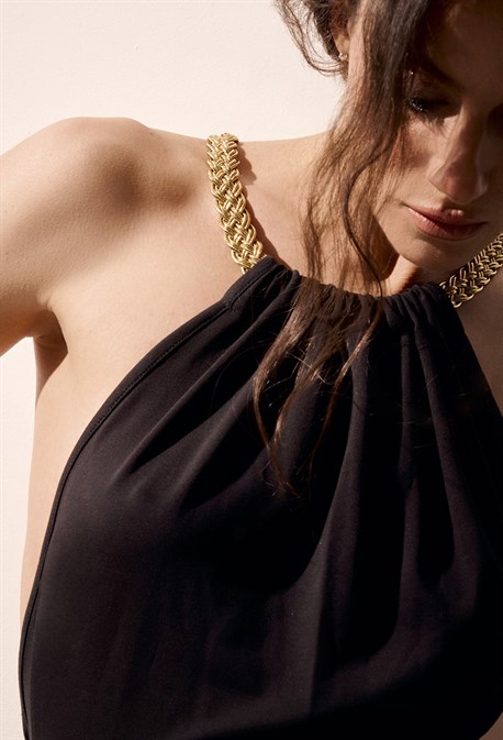 Платье с открытой спиной NYMPH с золотым поясом - фото 70588