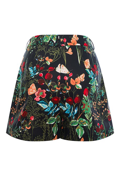 Шорты короткие из хлопка с цветочным принтом - фото 71175