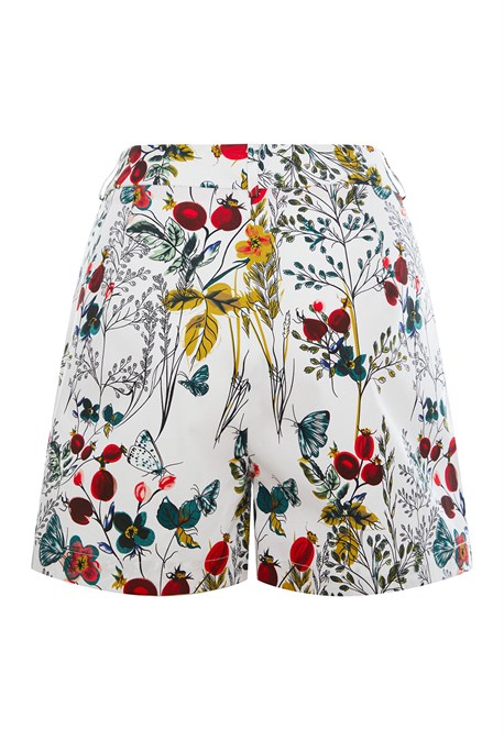 Шорты короткие из хлопка с цветочным принтом - фото 71178
