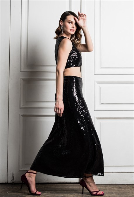 Юбка макси с пайетками - фото 71206