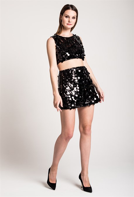 Юбка-мини с крупными пайетками - фото 71227