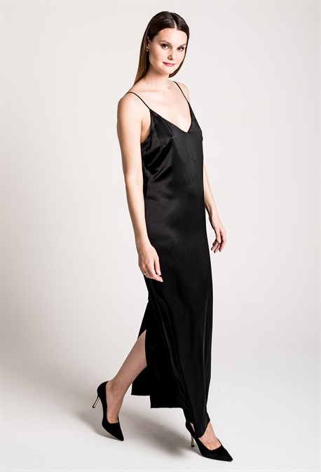 Платье-комбинация макси из натурального шелка - фото 71252