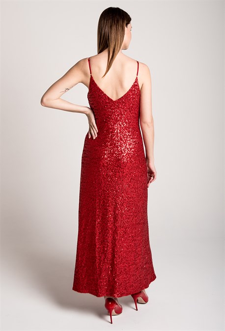 Платье-комбинация макси с пайетками - фото 71259