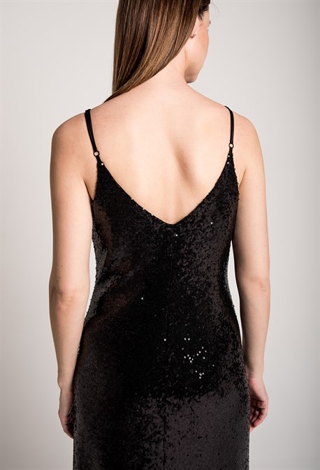 Платье-комбинация макси с пайетками - фото 71268