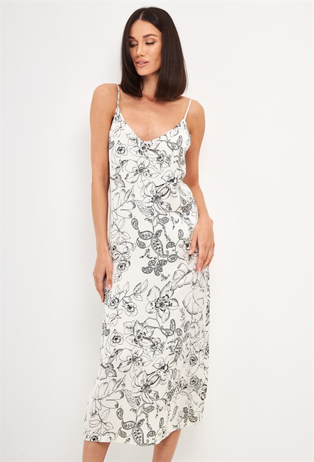 Платье-комбинация макси из вискозы с цветочным принтом - фото 71369