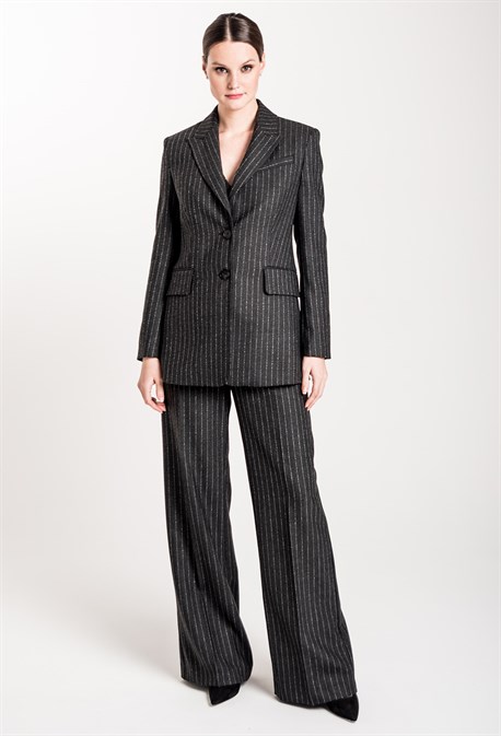 Жакет приталенный из шерсти в полоску - фото 71422