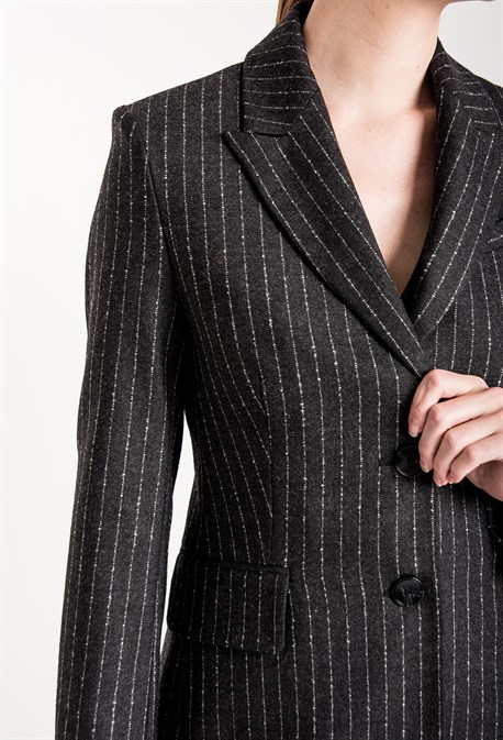 Жакет приталенный из шерсти в полоску - фото 71424