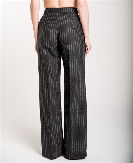 Брюки широкие из шерсти в полоску - фото 71454