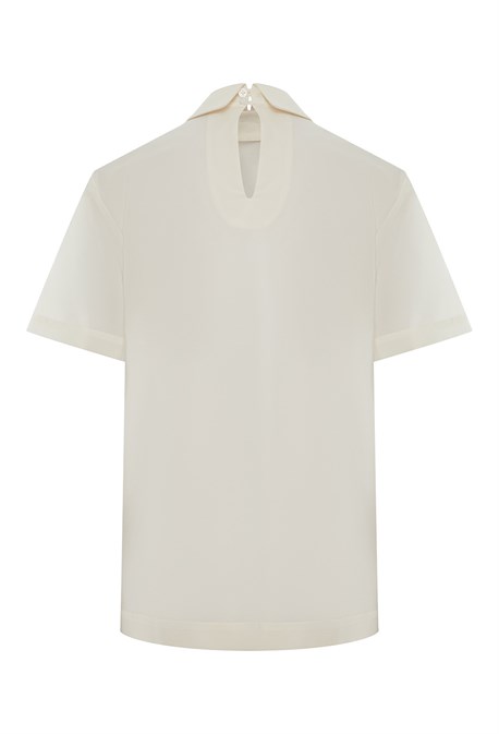 Блузка с короткими рукавами из шелка с хлопком - фото 71487