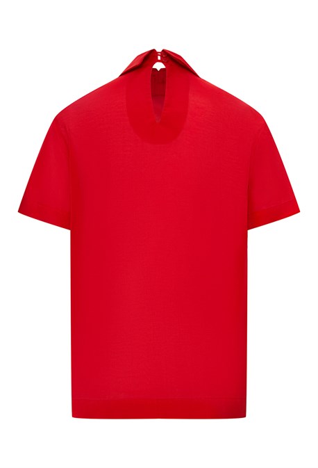 Блузка с короткими рукавами из шелка с хлопком - фото 71493