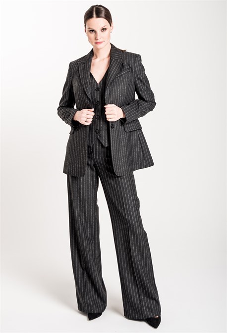 Жилет из шерсти в полоску - фото 71550