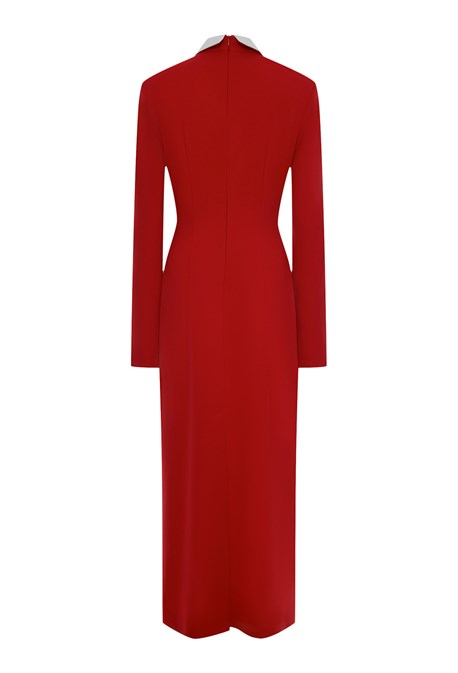 Платье макси с воротничком - фото 71553