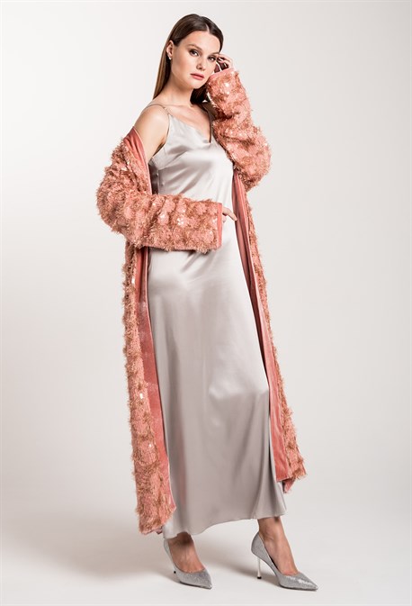 Кимоно с пайетками с отделкой из бархата - фото 71582