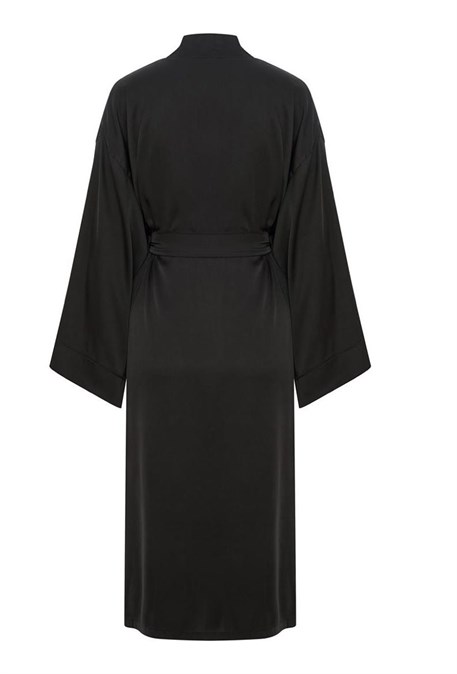 Черная шелковая туника с поясом - фото 72133