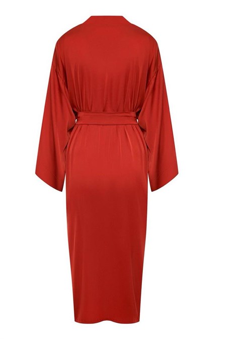 Терракотовая шелковая туника с поясом - фото 72135