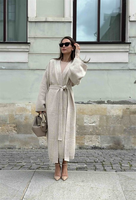 Вязаное пальто (кардиган) - фото 72565