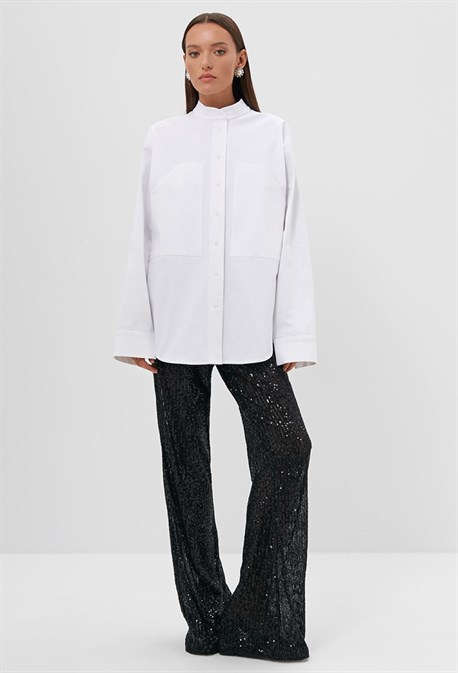 Рубашка со стойким воротником - фото 73086