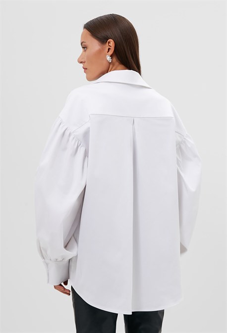 Рубашка с объемными рукавами - фото 73088