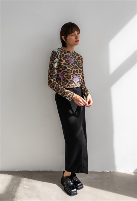 Лонгслив "Леопард с цветами" - фото 73488