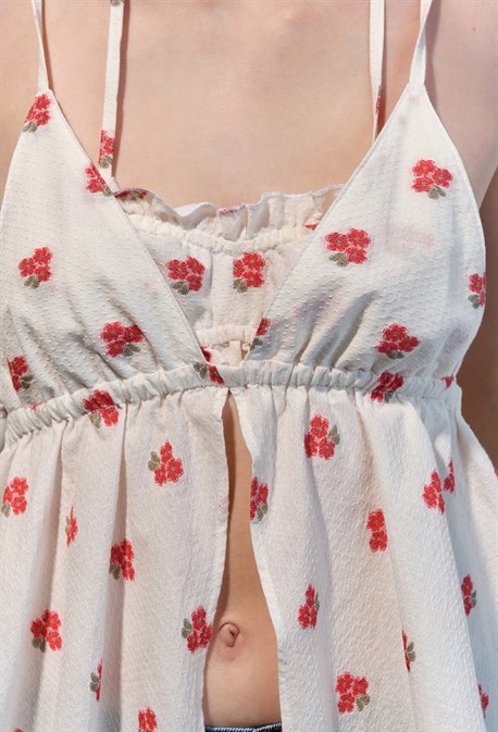 Топ-майка в красный цветочек - фото 74034