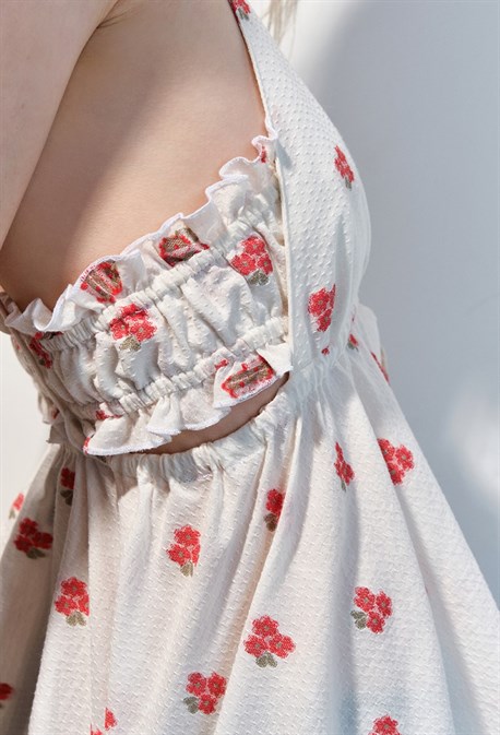 Топ-майка в красный цветочек - фото 74037