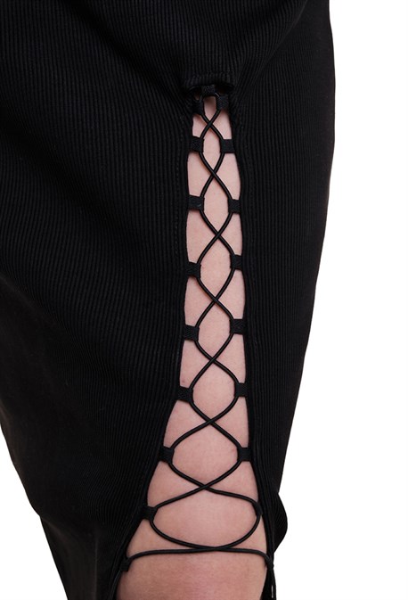 Юбка в рубчик с вырезом - фото 74077