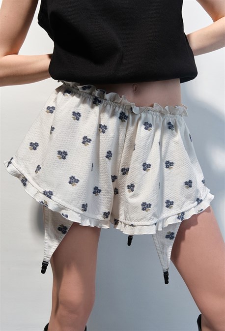 Шорты с подвязками в синий цветочек - фото 74102