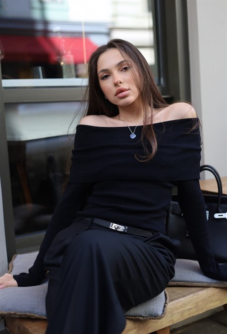 Лонгслив со спущенными плечами - фото 74332