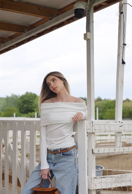 Лонгслив со спущенными плечами - фото 74339