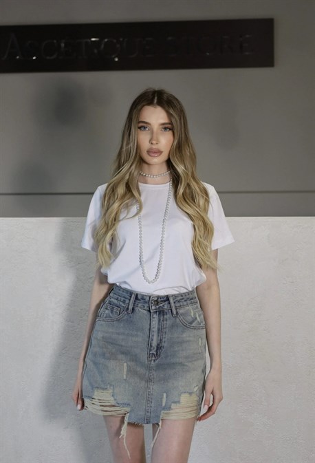 Джинсовая юбка Ripped - фото 74352