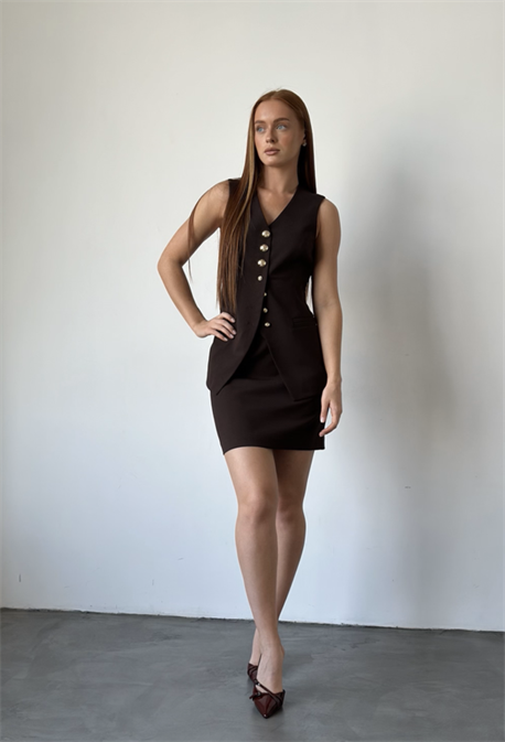 Юбка brown mini - фото 74623