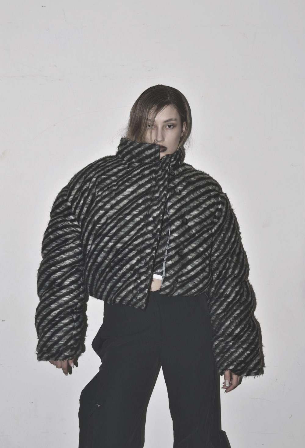 Пуховик Mohair stripe - фото 75539