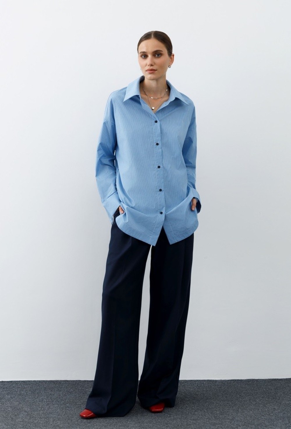 Рубашка в мелкую клетку - фото 76671