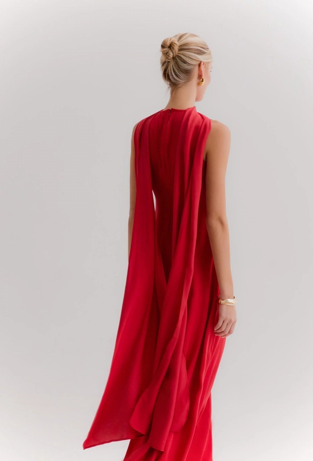 Платье с шарфом красное - фото 77073