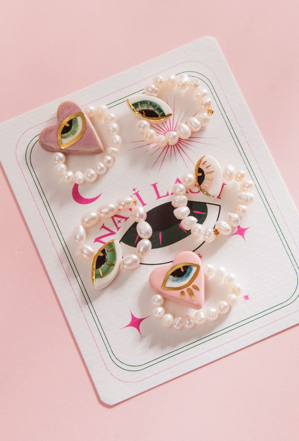 Жемчужное кольцо с фарфоровым сердцем - фото 77503