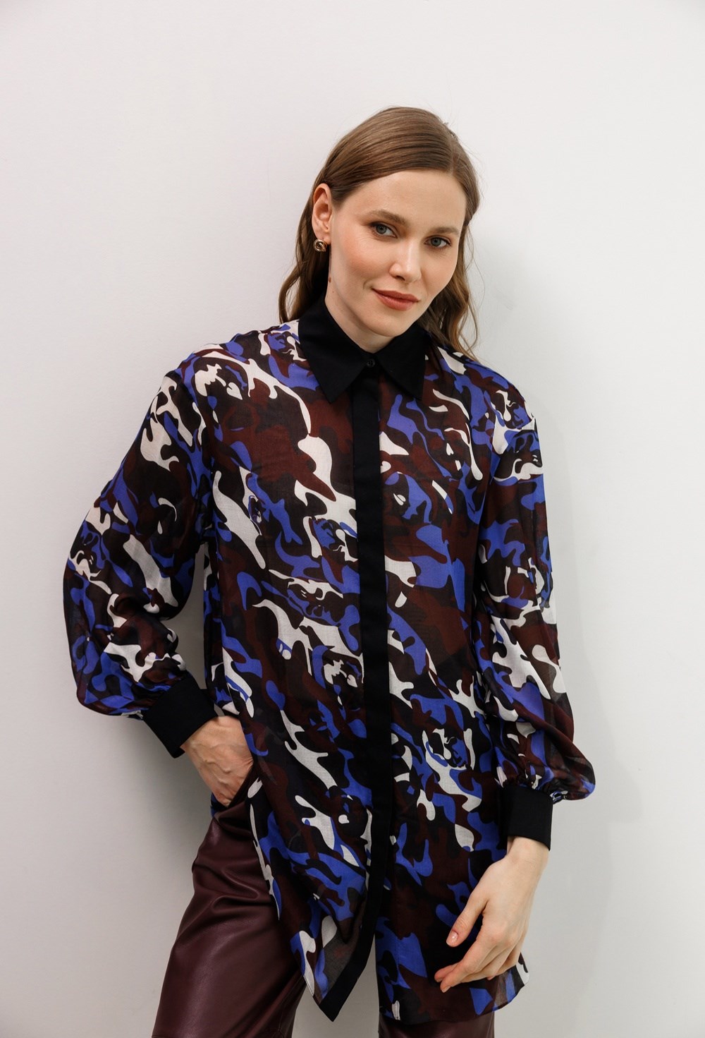 Блуза А-силуэта из модала Alexander McQueen - фото 77655