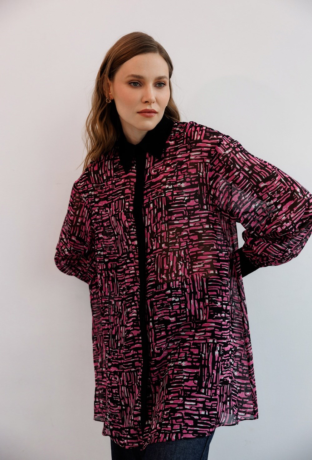 Блуза А-силуэта из шифона Hugo Boss - фото 77660