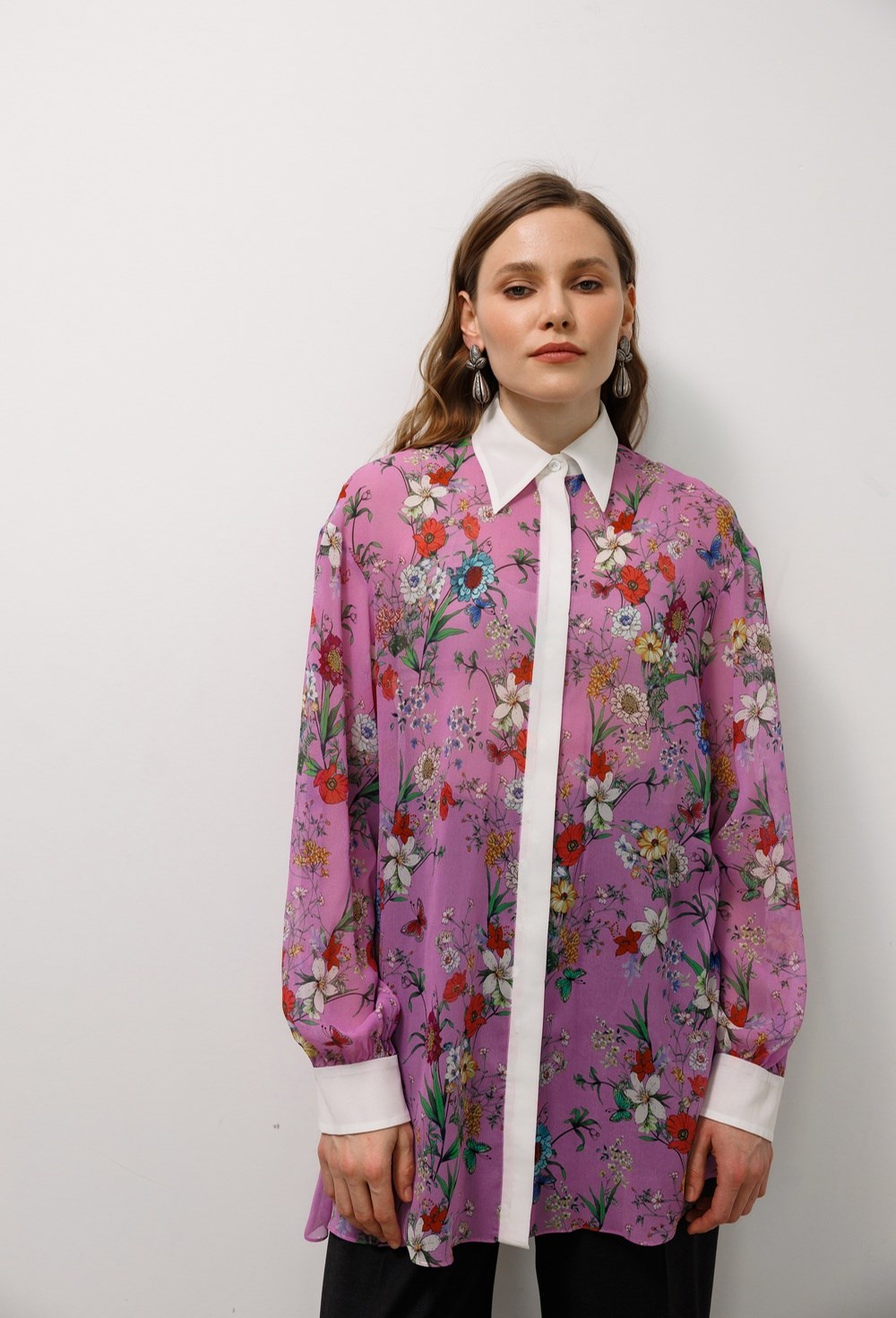 Блуза А-силуэта из шелка GUCCI - фото 77668