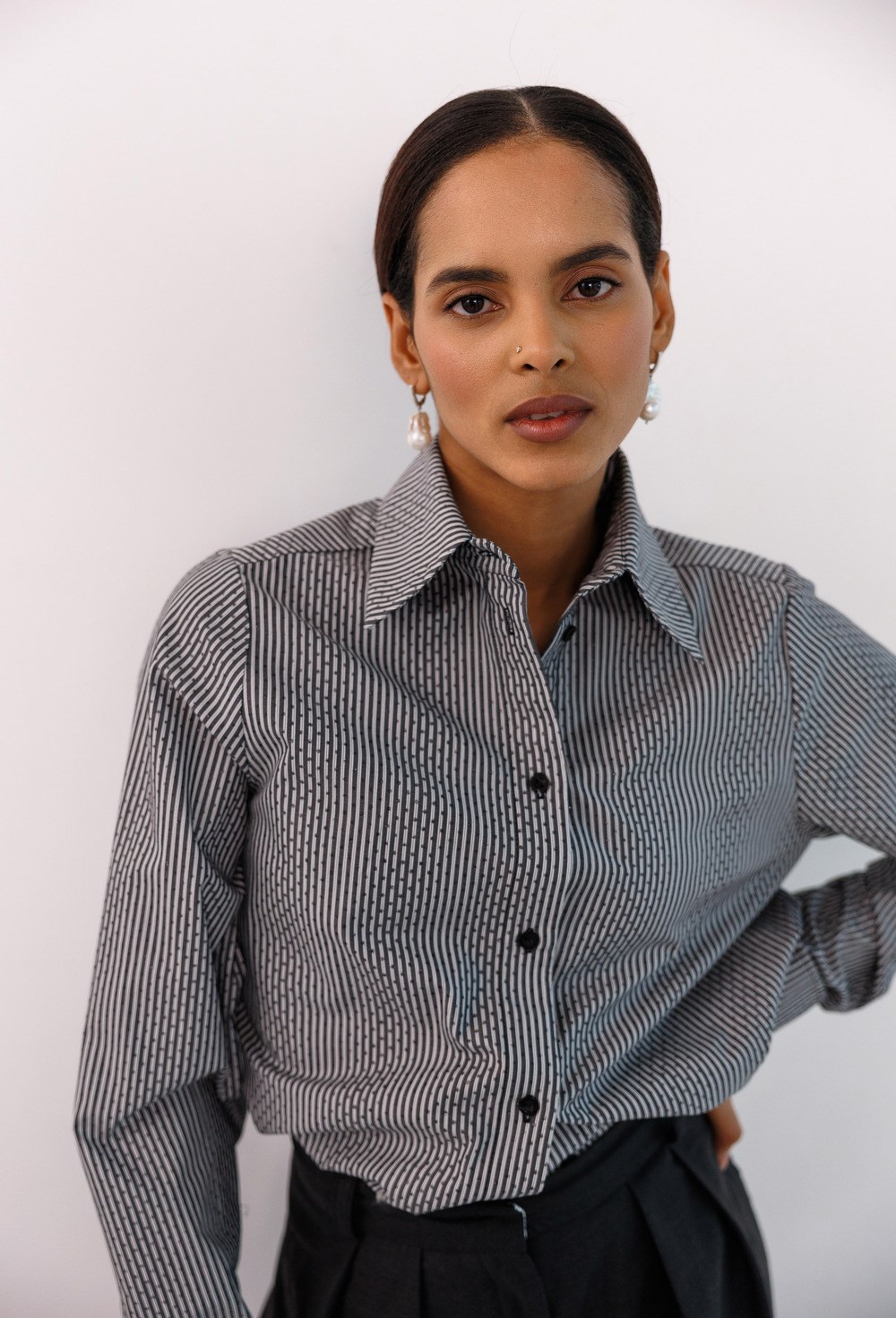 Рубашка с удлиненными манжетами из хлопка Versace - фото 77685