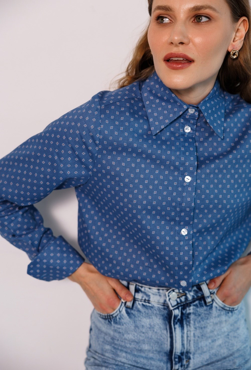 Рубашка с удлиненными манжетами из хлопка Max Mara - фото 77697